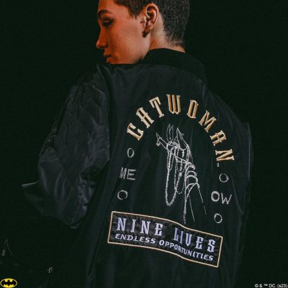 Catwoman Nine Lives Black Bomber Jacket - Image 17