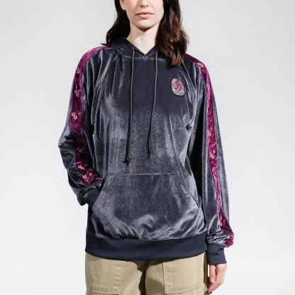 Rose Velour Gray Hoodie - Image 4