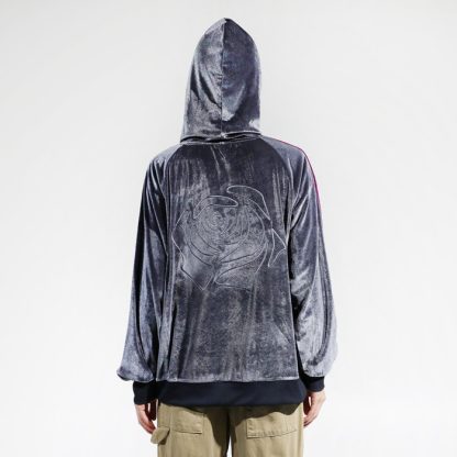 Rose Velour Gray Hoodie - Image 9