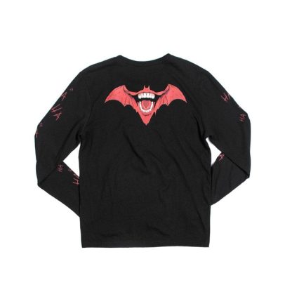 Batman & Joker Bats Mash-Up Black Long Sleeve Tee - Image 4