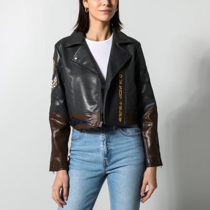 Ahsoka Faux Leather Cropped Moto Jacket - Image 3