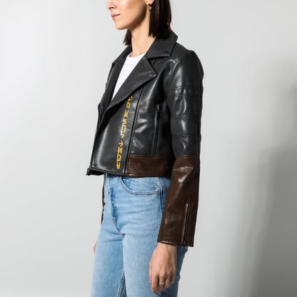 Ahsoka Faux Leather Cropped Moto Jacket - Image 4