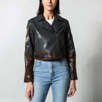 Ahsoka Faux Leather Cropped Moto Jacket - Image 2