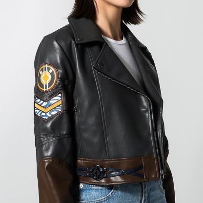 Ahsoka Faux Leather Cropped Moto Jacket - Image 5