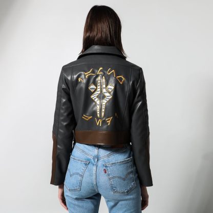 Ahsoka Faux Leather Cropped Moto Jacket - Image 6